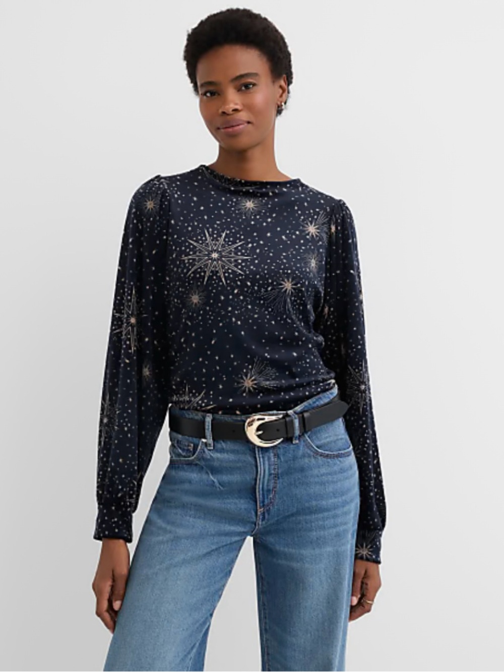 Loft Womens Celestial Starry Velour Sweatshirt Size Small Fairy Cosmic Aura NWT